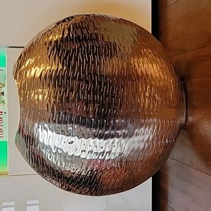 Contemporary Large Round Silver Metal Vase